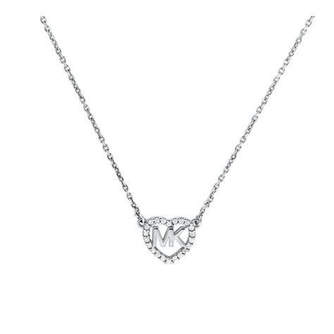 michael kors heart necklace silver|mk silver barrel necklet.